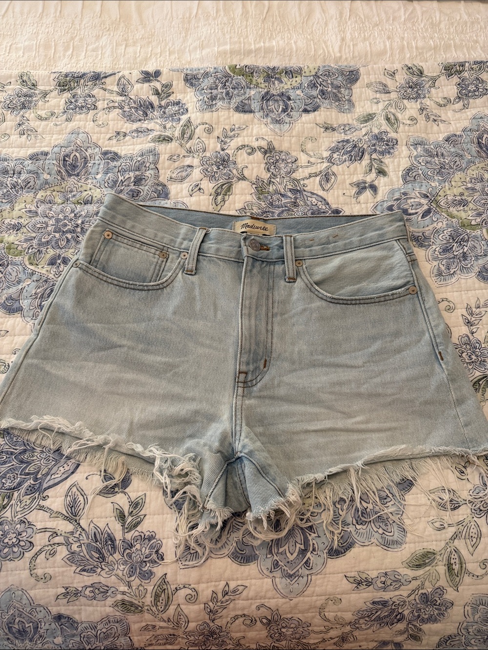 Madewell Light Wash High-Rise Denim Cutoff Shorts